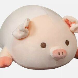 Cute Fat Pig Stuffed Animal Hugging Pillow Plushies Super Soft NEW NWoT Appx 12"